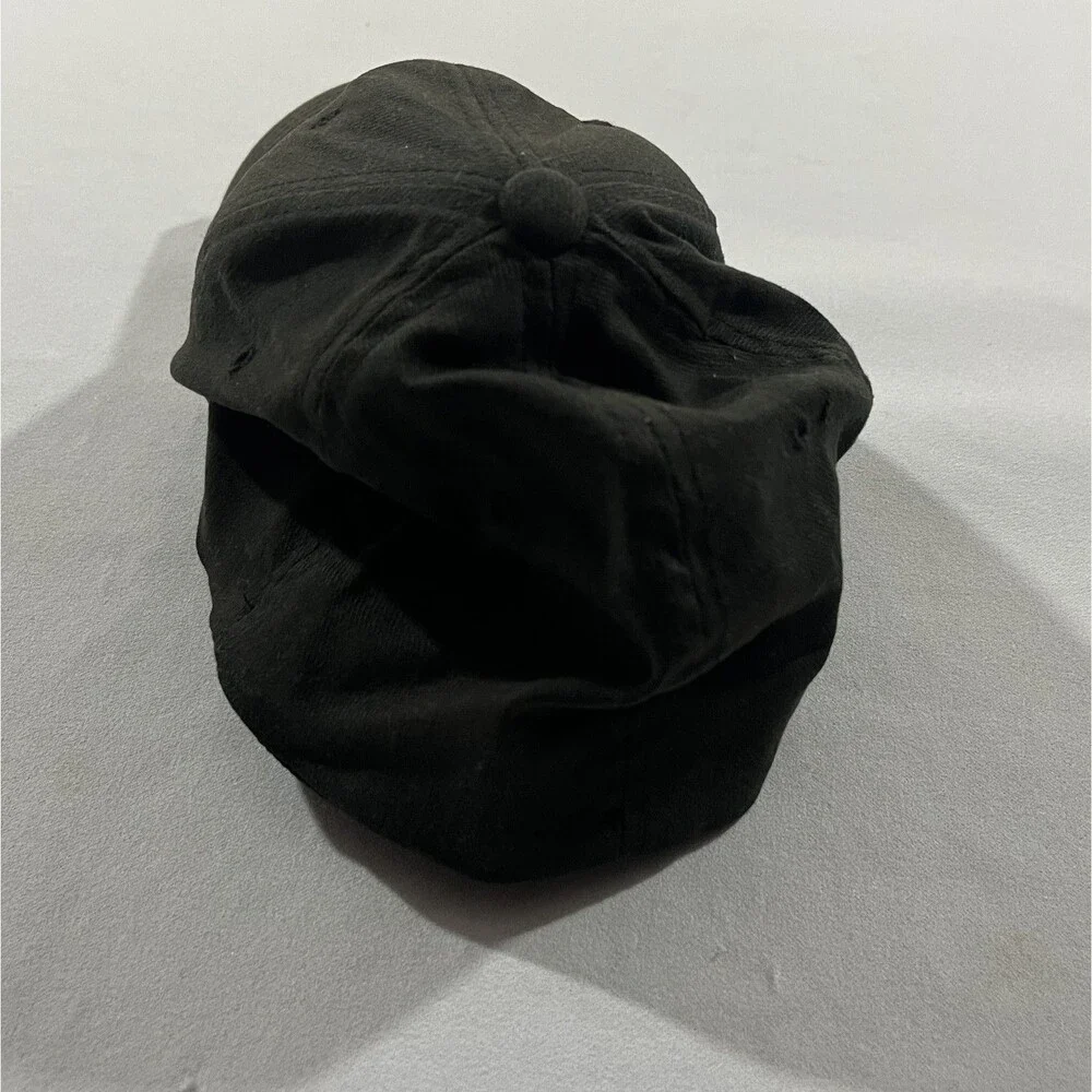 No Fear Hat Cap Flexband Black Red Eyes Vintage 90s Skate Punk Motocross BMX y2k